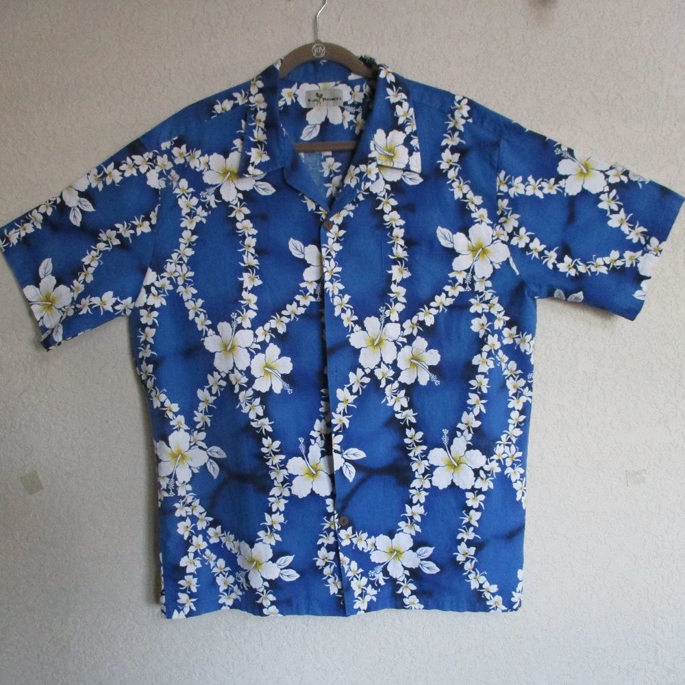 HAWAIIAN FLORAL SHIRT by TWO PADDLES.  Sz Lg